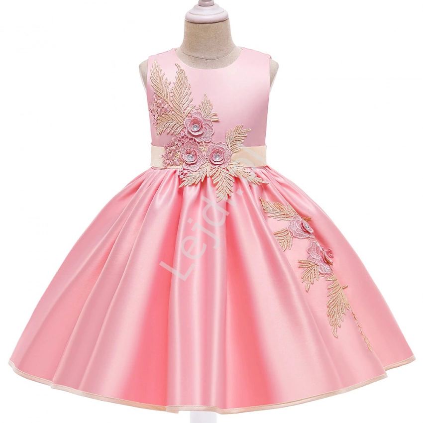 Sukienka na wesele, urodziny dla dziewczynki brzoskiwniowo różowa 5231