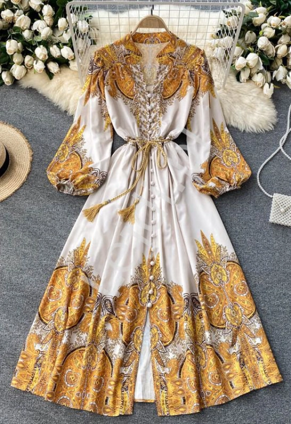 Sukienka w stylu boho z wzorami, styl orientalny 1988
