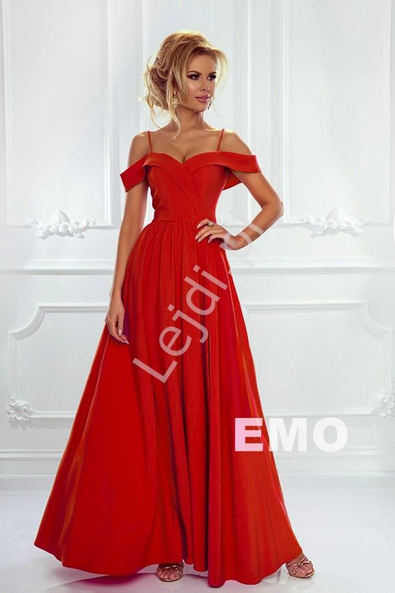 Czerwona sukienka z odkrytymi ramionami | zmysłowa ELIZABETH