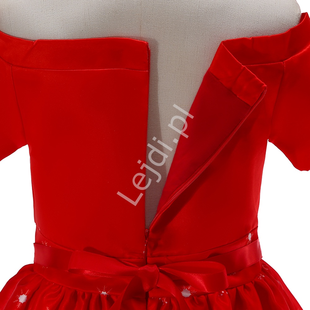Świąteczna sukienka dla dziewczynki czerwona z Św. Mikołajami 40F