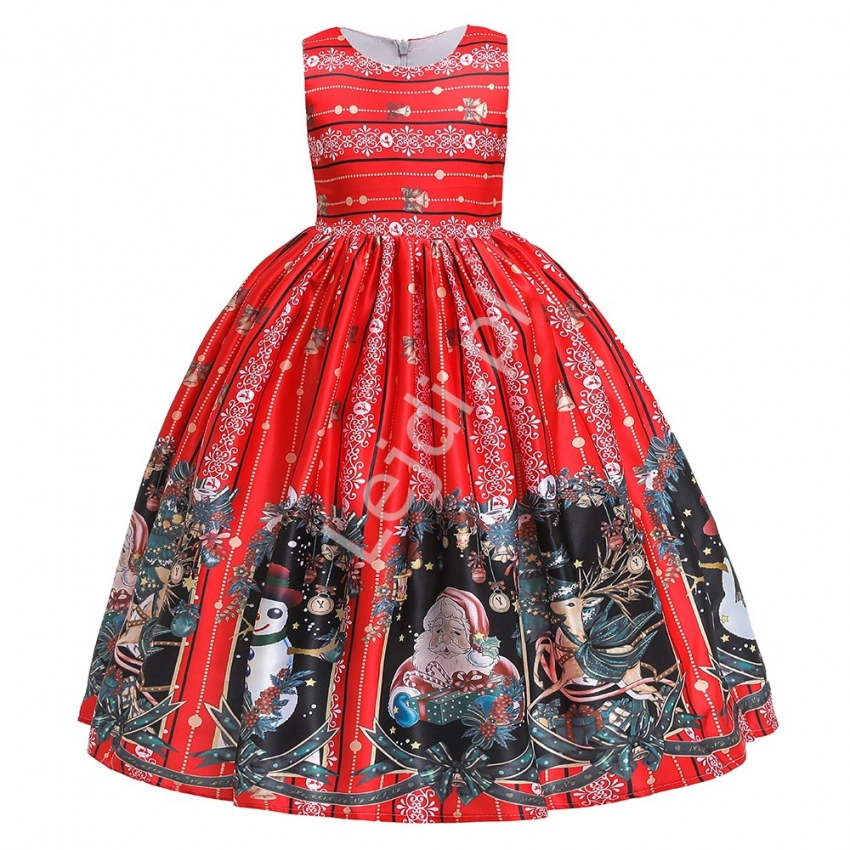 Świąteczna sukienka dla dziewczynki w eleganckim stylu 054