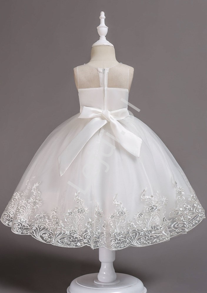 Tiulowa biała sukienka na roczek 561