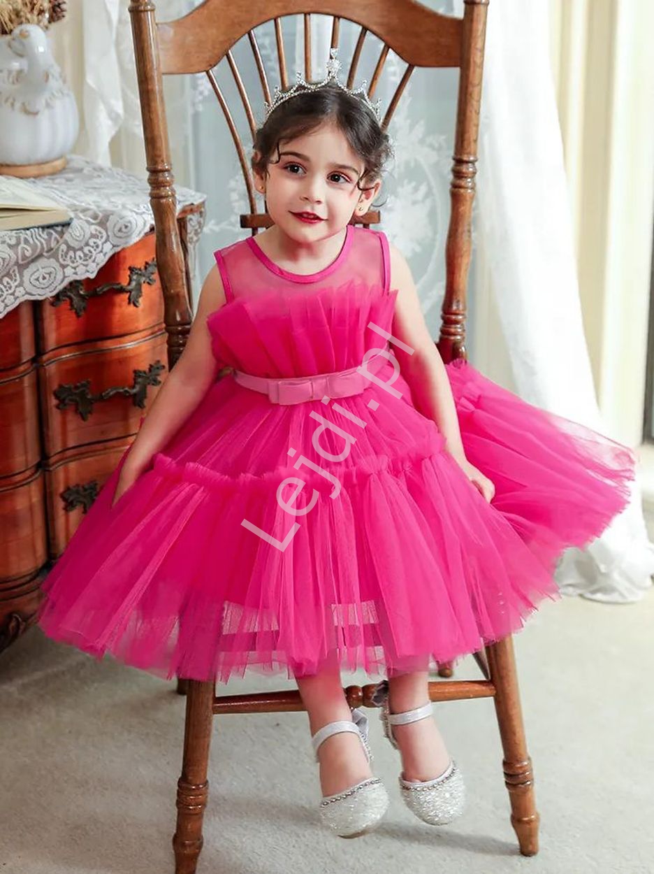  Tiulowa sukienka dla dziewczynki w kolorze fuksji