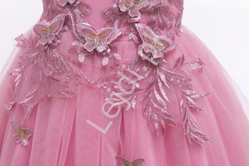 Tiulowa sukienka dla dziewczynki z motylkami