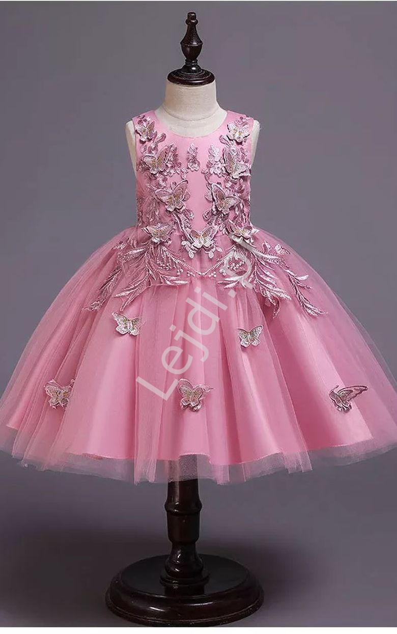  Tiulowa sukienka dla dziewczynki z motylkami