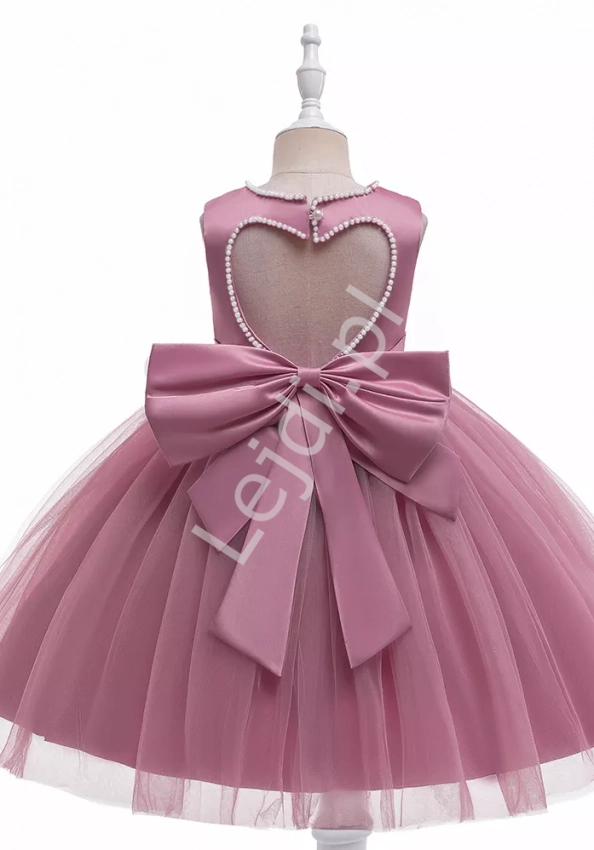 Tiulowa sukienka dla dziewczynki z perełkami , pustynny róż 5273