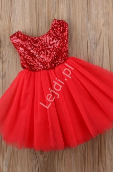 Tiulowa sukienka z cekinową górą , tutu dress czerwona