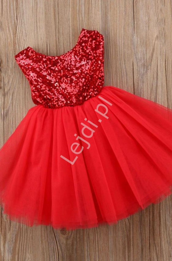 Tiulowa sukienka z cekinową górą , tutu dress czerwona 001