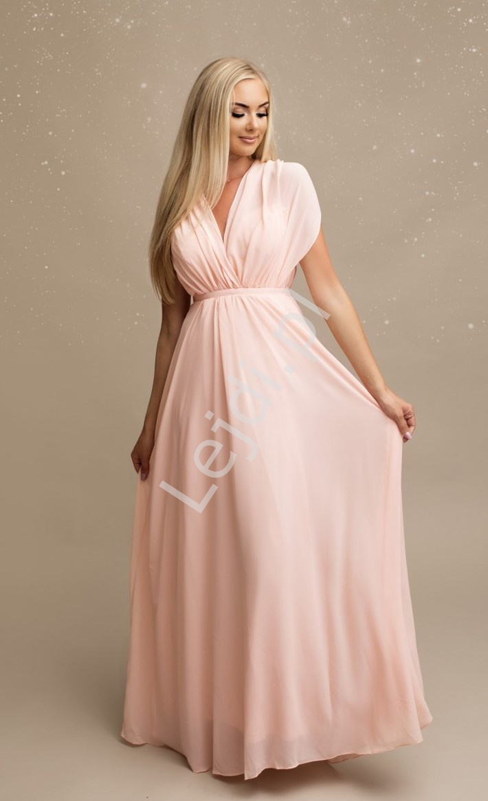 różowa sukienka wiązana