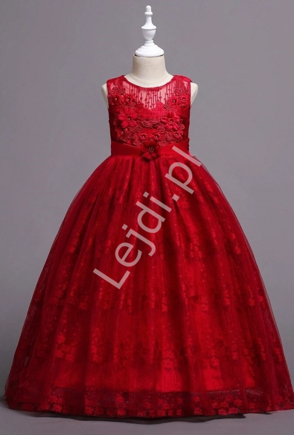 Wspaniała suknia dla dziewczynki w kolorze czerwonego wina 831