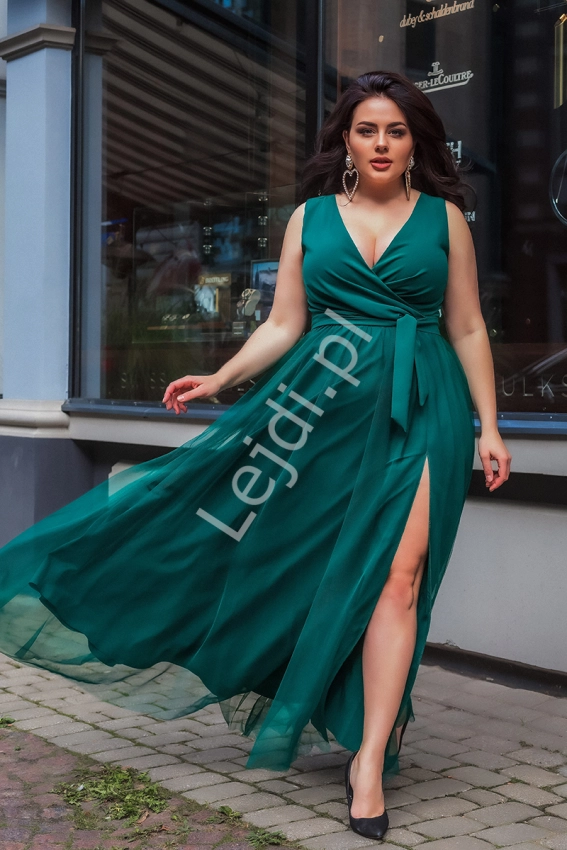 Zielona sukienka na studniówkę, wesele, sylwestra Plus Size HB248