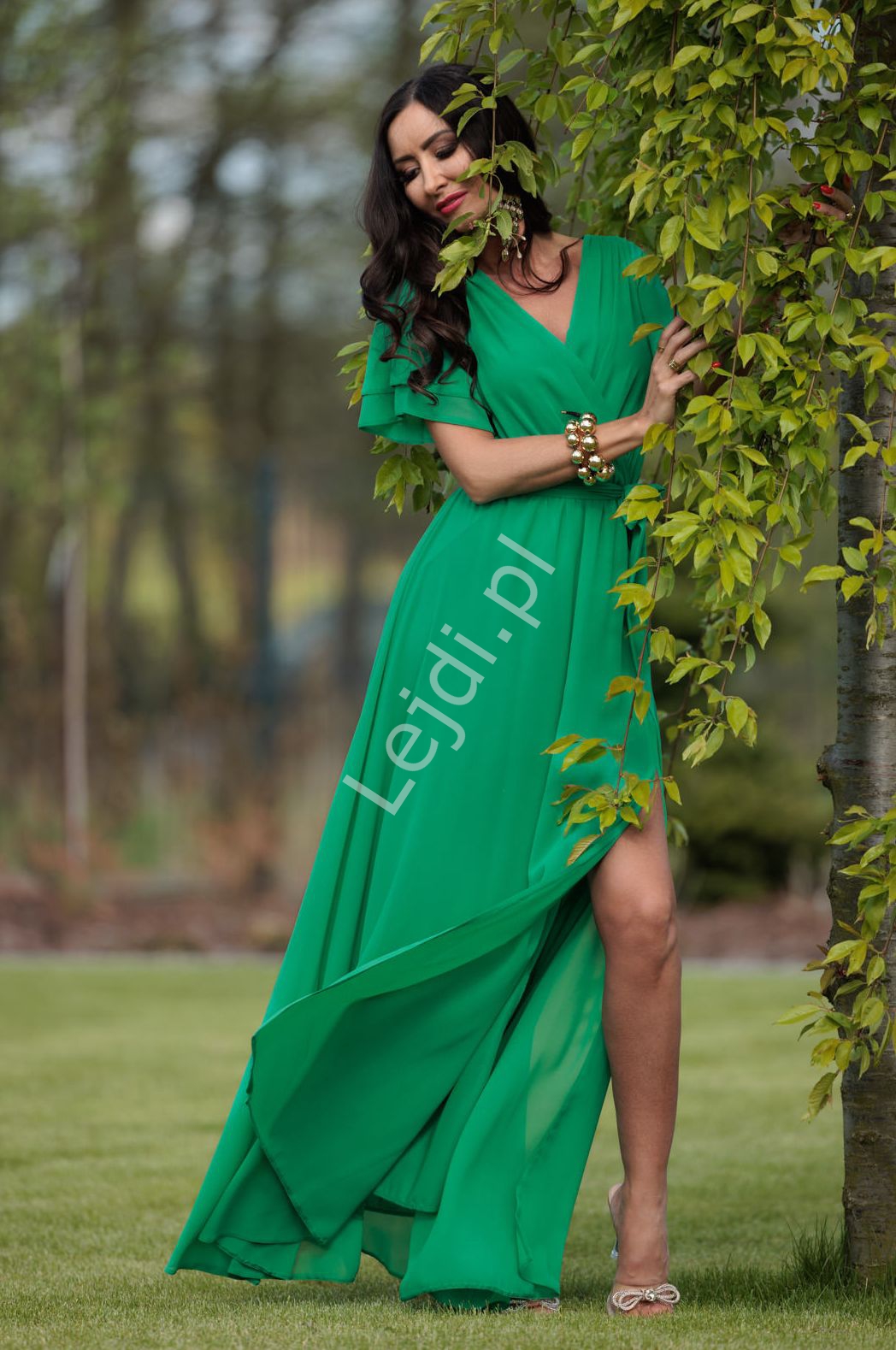 Zielona sukienka Vivien, elegancka sukienka na wesele, imprezy letnie