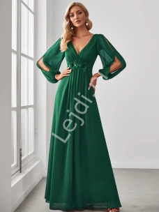 zielona długa suknia