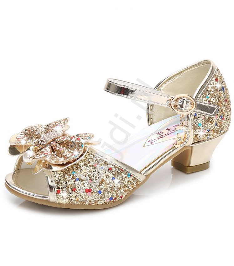 Złote brokatowe buty dla dziewczynki z kryształkami sandały dla dziewczynki 1788
