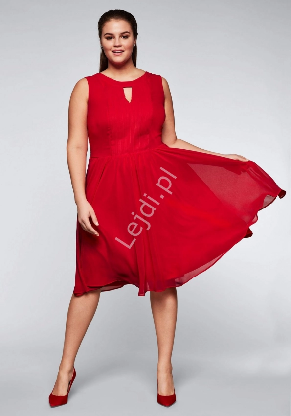Zmysłowa czerwona sukienka Plus Size na wesele, komunie, chrzest