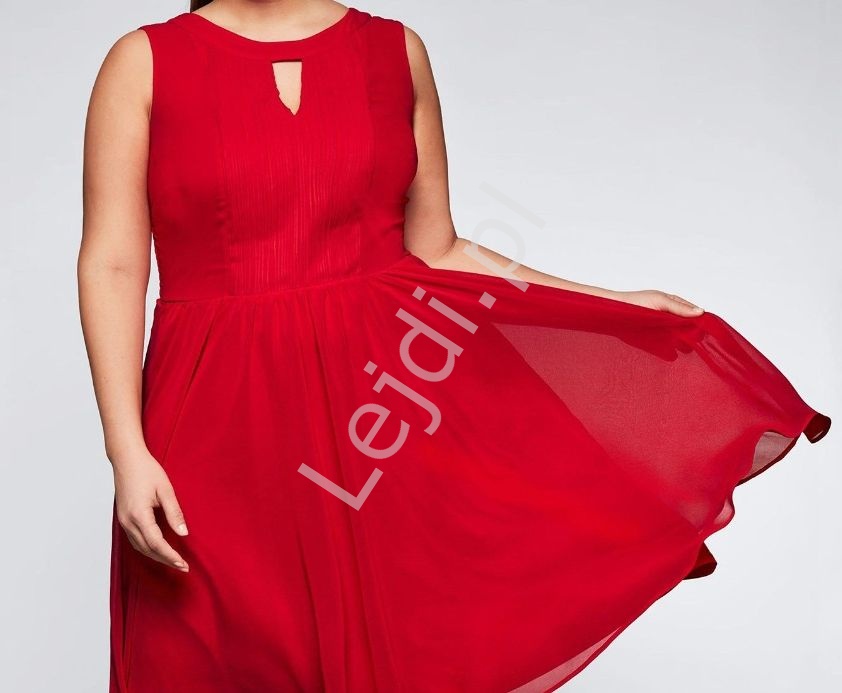 Zmysłowa czerwona sukienka Plus Size na wesele, komunie, chrzest